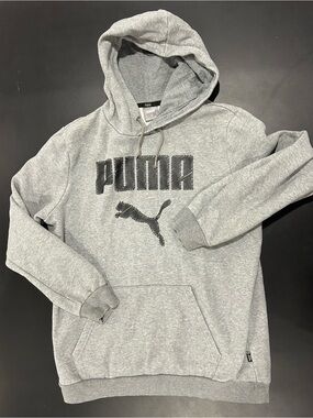 Puma Gray Pullover Hoodie with Black Logo